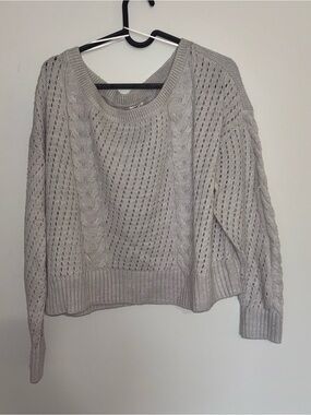 Garage Light Gray Cable Knit Sweater